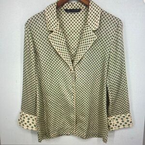Women's Cream and Green Patterned Jacket